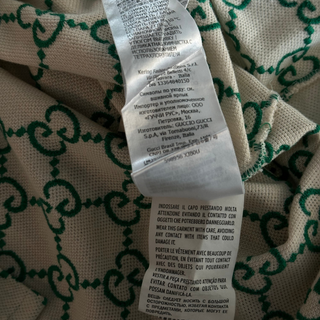 Gucci White & Green GG Monogram Polo T-Shirt