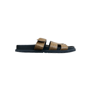 Hermes Black & Brown Crocodile Chypre Sandals