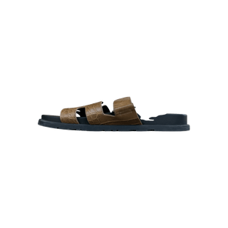 Hermes Black & Brown Crocodile Chypre Sandals
