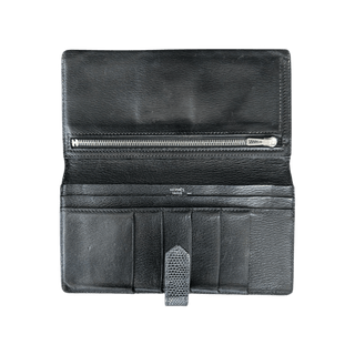 Hermes Black Lizard Bearn Wallet