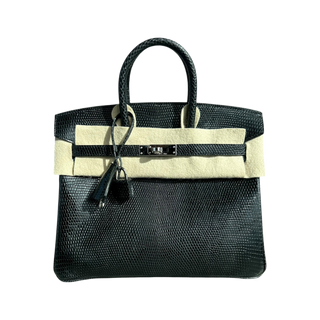 Hermes Black Lizard & Palladium Hardware Birkin 25
