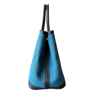 Hermes Blue Canvas & Black Togo Garden Party 30