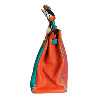 Hermes Blue & Multicolor Togo Retourne Kelly 35