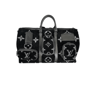 Louis Vuitton Black Monogram Tuffetage Keepall