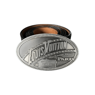 Louis Vuitton Black & Silver El Dorado Oval Belt