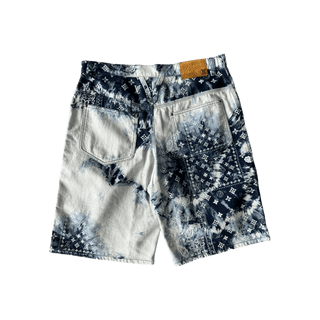 Louis Vuitton Blue Bleached Bandana Monogram Denim Shorts