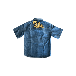 Louis Vuitton Blue & Gold Embroidered Denim Shirt