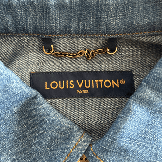 Louis Vuitton Blue & Gold Embroidered Denim Shirt