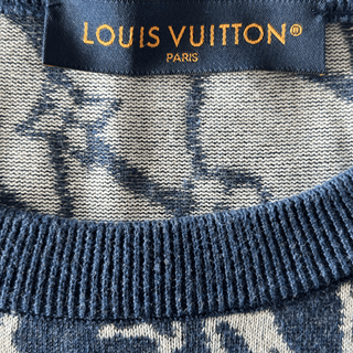 Louis Vuitton Blue & White Barb Wire Monogram Intarsia T-Shirt