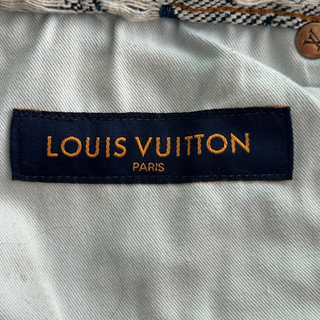 Louis Vuitton Blue & White Floral Distressed Carpenter Shorts