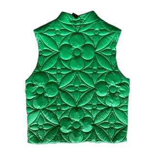 Louis Vuitton Green Flower Monogram Puffer Vest