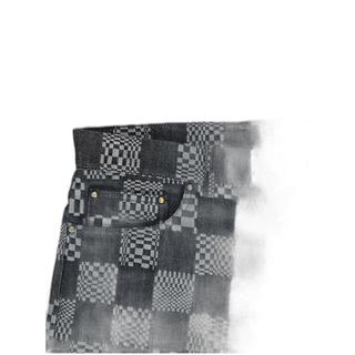 Louis Vuitton Navy Distorted Damier Print Jeans