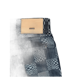 Louis Vuitton Navy Distorted Damier Print Jeans