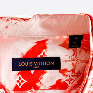 Louis Vuitton Orange Bandana Bleached Short Sleeve Button Up Shirt