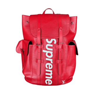 Louis Vuitton Supreme Red & White EPI Christopher Backpack