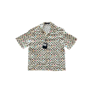 Louis Vuitton Tyler Cream Multicolor Monogram Silk Button Up Shirt