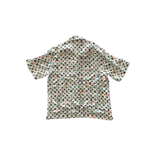 Louis Vuitton Tyler Cream Multicolor Monogram Silk Button Up Shirt