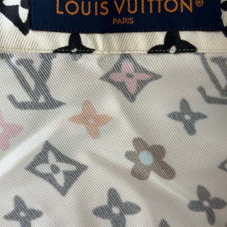 Louis Vuitton Tyler Cream Multicolor Monogram Silk Button Up Shirt