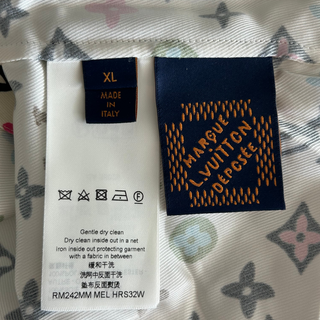 Louis Vuitton Tyler Cream Multicolor Monogram Silk Button Up Shirt