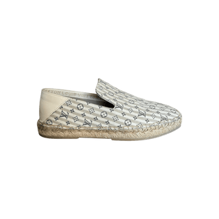Louis Vuitton White & Beige Bidart Striped Monogram Espadrilles