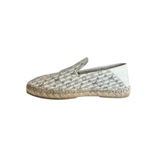Louis Vuitton White & Beige Bidart Striped Monogram Espadrilles