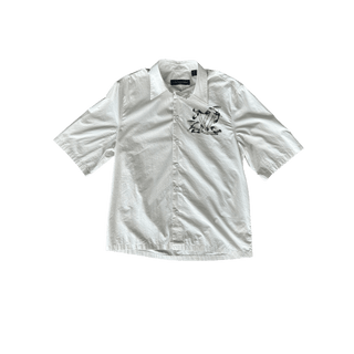 Louis Vuitton White & Black Birds Logo Button Up Shirt