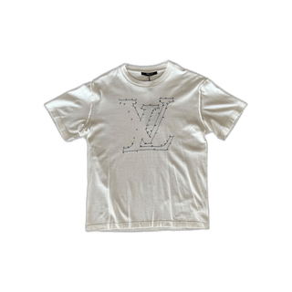 Louis Vuitton White & Blue LV Stitch Logo T-Shirt