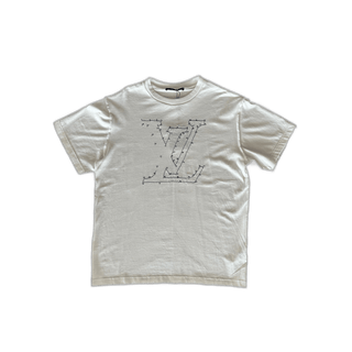 Louis Vuitton White & Blue LV Stitch Logo T-Shirt
