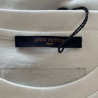 Louis Vuitton White & Blue LV Stitch Logo T-Shirt