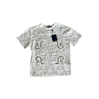 Louis Vuitton White & Brown Embroidered Graphic T-Shirt