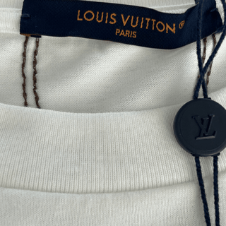 Louis Vuitton White & Brown Embroidered Graphic T-Shirt