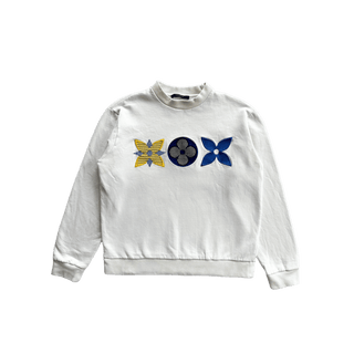 Louis Vuitton White Multicolor Flower Monogram Sweater