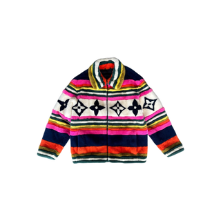 Louis Vuitton White & Multicolor Monogram Mink Jacket