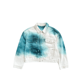 Louis Vuitton White & Turquoise LV Spray Denim Jacket