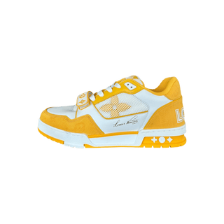 Louis Vuitton Yellow & White Denim Monogram Mesh Trainers