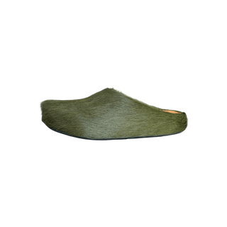 Marni Olive Calfskin Fussbett Sabot Slides