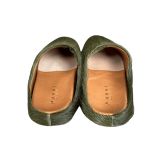 Marni Olive Calfskin Fussbett Sabot Slides
