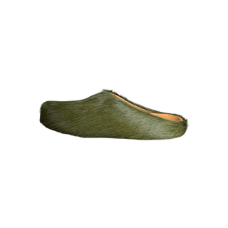 Marni Olive Calfskin Fussbett Sabot Slides