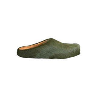 Marni Olive Calfskin Fussbett Sabot Slides