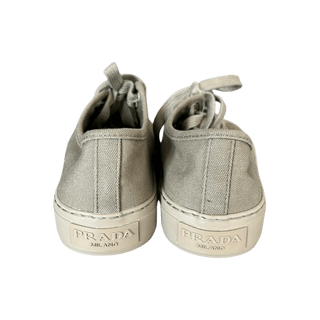 Prada Olive Triangle Logo Canvas Sneakers