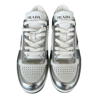 Prada White & Silver Downtown Sneakers
