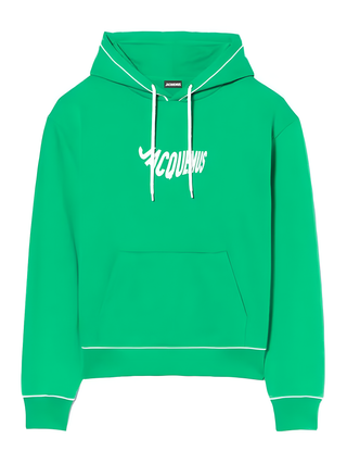 Jacquemus Le Sweatshirt Vague Print Logo Hoodie in Wave Green