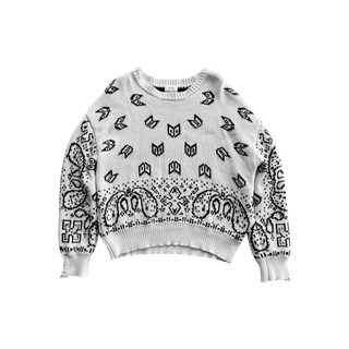 Rhude White & Black Paisley Knitted Sweater