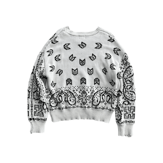 Rhude White & Black Paisley Knitted Sweater