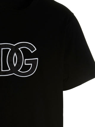 Dolce & Gabbana Detailed DG Embroidered Logo T-Shirt in Black