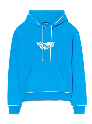 Jacquemus Le Sweatshirt Vague Print Logo Hoodie in Wave Blue