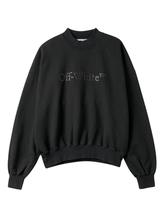 Off White Bookish Laund Boxy Fit Black Sweatshirt