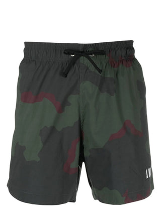Amiri Core Logo Camo Swim Shorts in Military Green