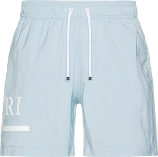 Amiri Ma Bar Logo Swim Trunk in Baby Blue