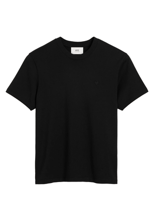 AMI Paris Ami De Coeur Motif Embroidered Logo T-Shirt in Black
